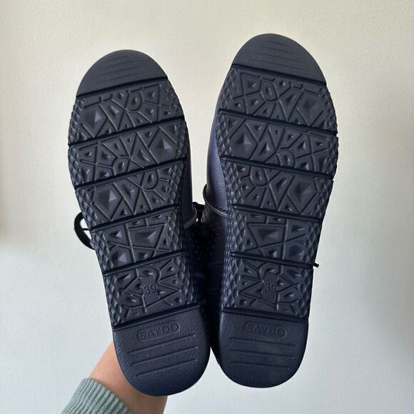 Saydo Women’s Navy Perforated Leather Lace up Monochromatic Dress Sneaker - Picture 6 of 9